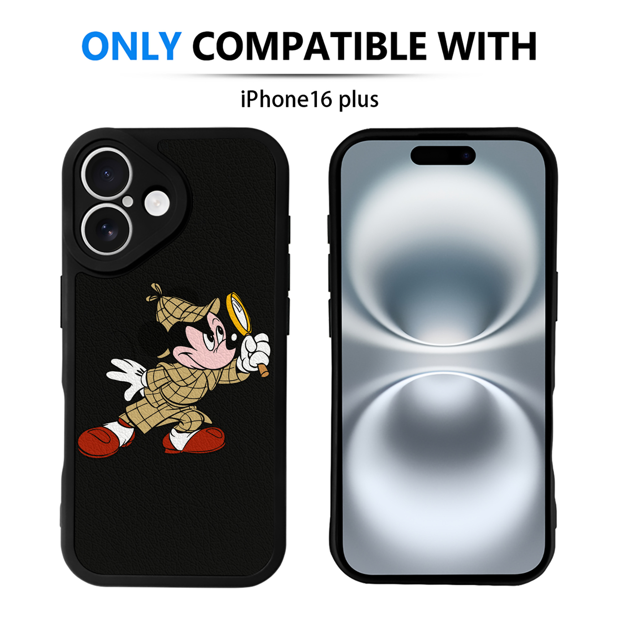 （画像用） ミッキーマウス Mickey Mouse 【iPhone 16シリーズ対応】シリコンスマホケース（レザー調） 材質：シリコン